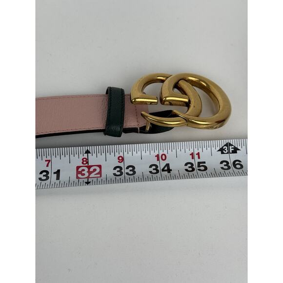 Gucci Double G Memorable Buckle Belt Pink and Green with Gold Hardware - Picture 5 of 6